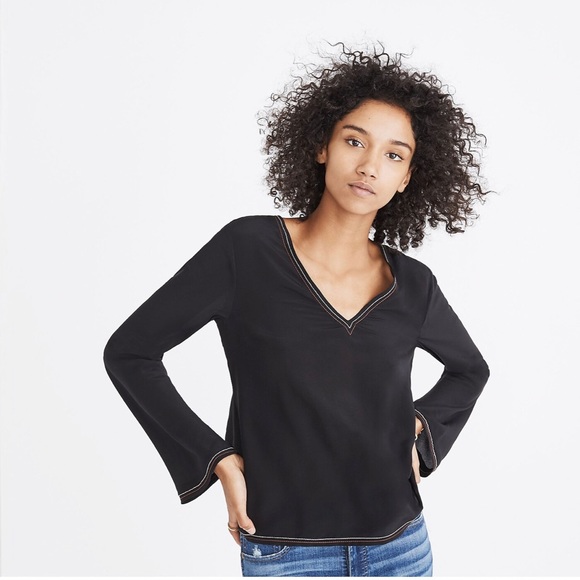 Madewell Silk Stitched Tie-Back Top - Picture 2 of 6